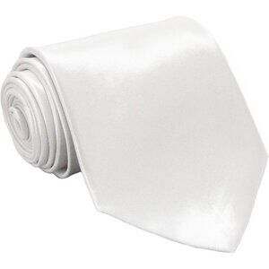 Men's White Solid Pure Color 3.75" Imported Satin Formal Neck Ties